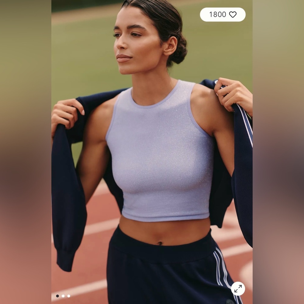 Anthropologie The Reegan Seamless Lurex Ribbed Crop Tank